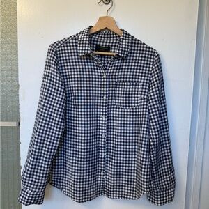 Banana Republic Navy and White Checkered Button Up Shirt Size S